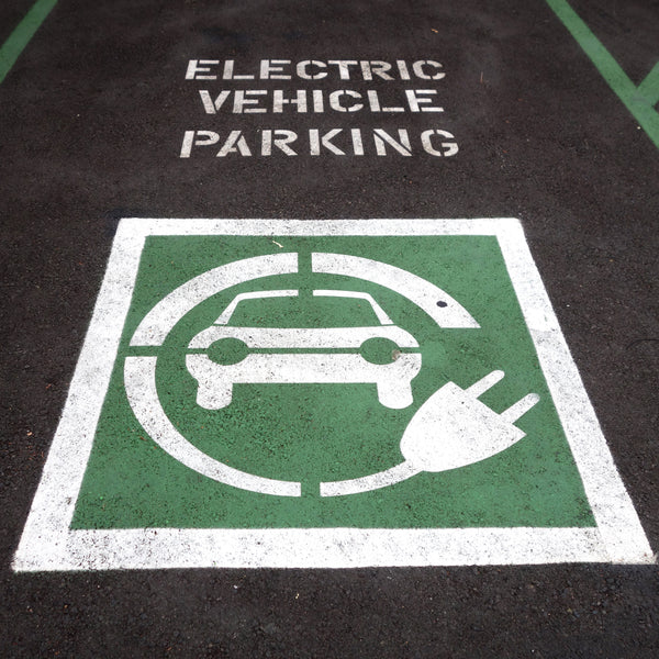 Electric Vehicle Charging Station Stencil - Car with Plug Design